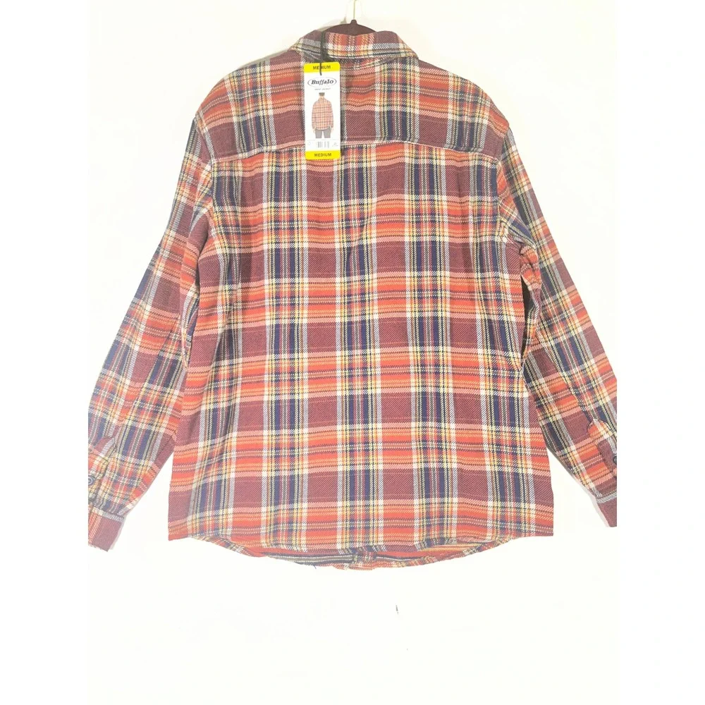 Buffalo Jeans Plaid Flannel Shirt Jacket Men M Red Navy Rugged Grunge Lumberjack
